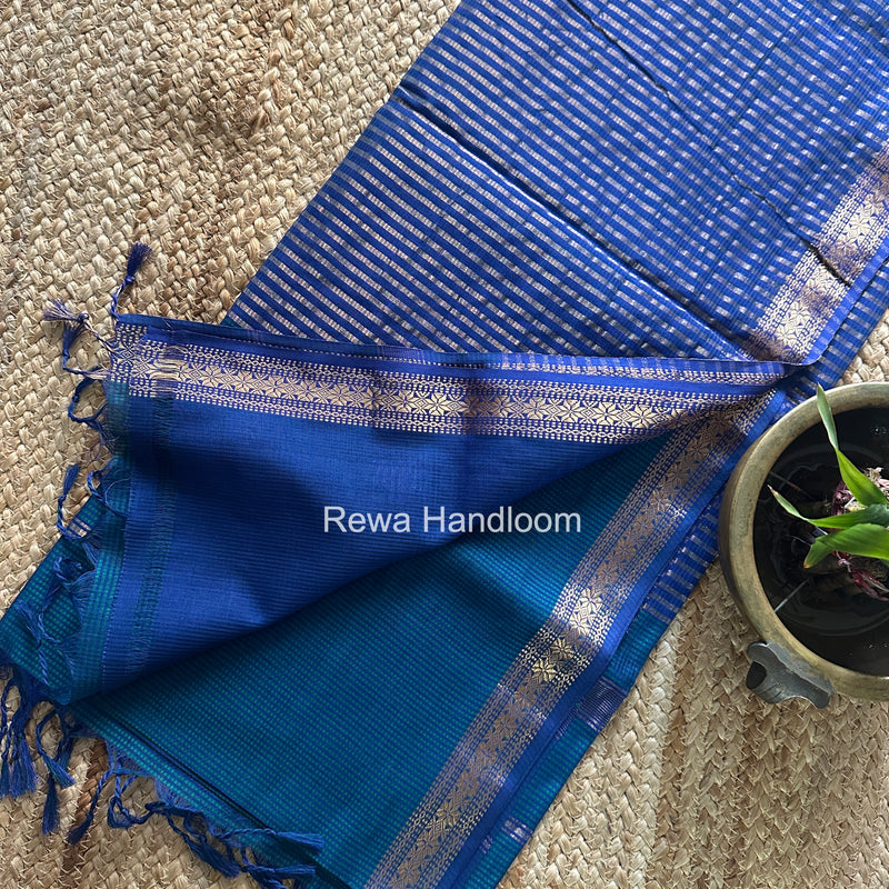 Maheshwari Blue Garbha Reshami Silk Saree GS345