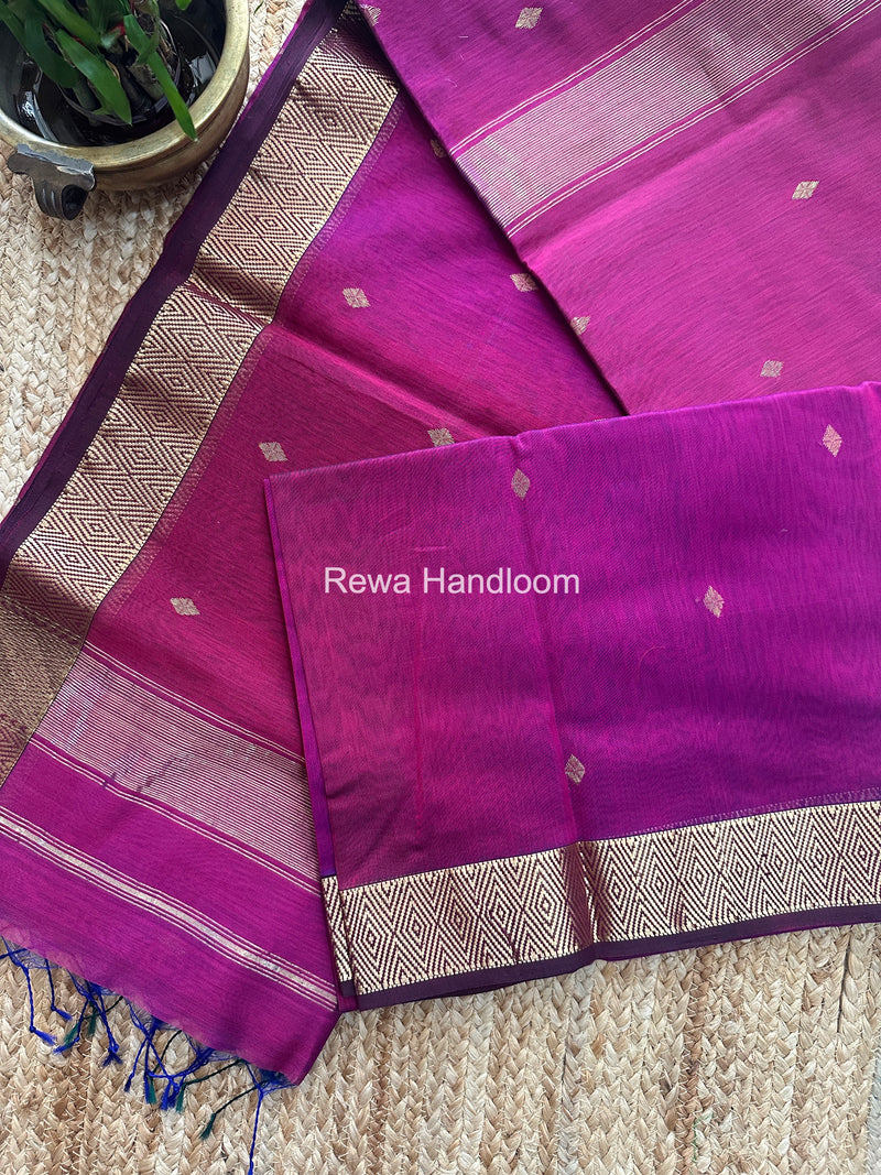 Maheshwari Magenta Diamond Shaded Butti Saree DBSS013