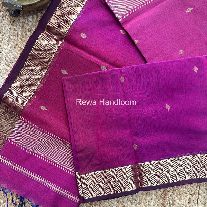 Maheshwari Magenta Diamond Shaded Butti Saree DBSS013