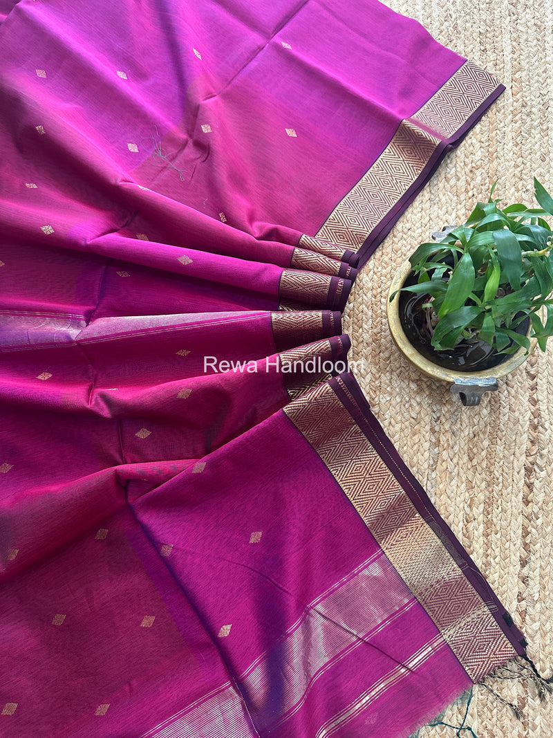 Maheshwari Magenta Diamond Shaded Butti Saree DBSS013