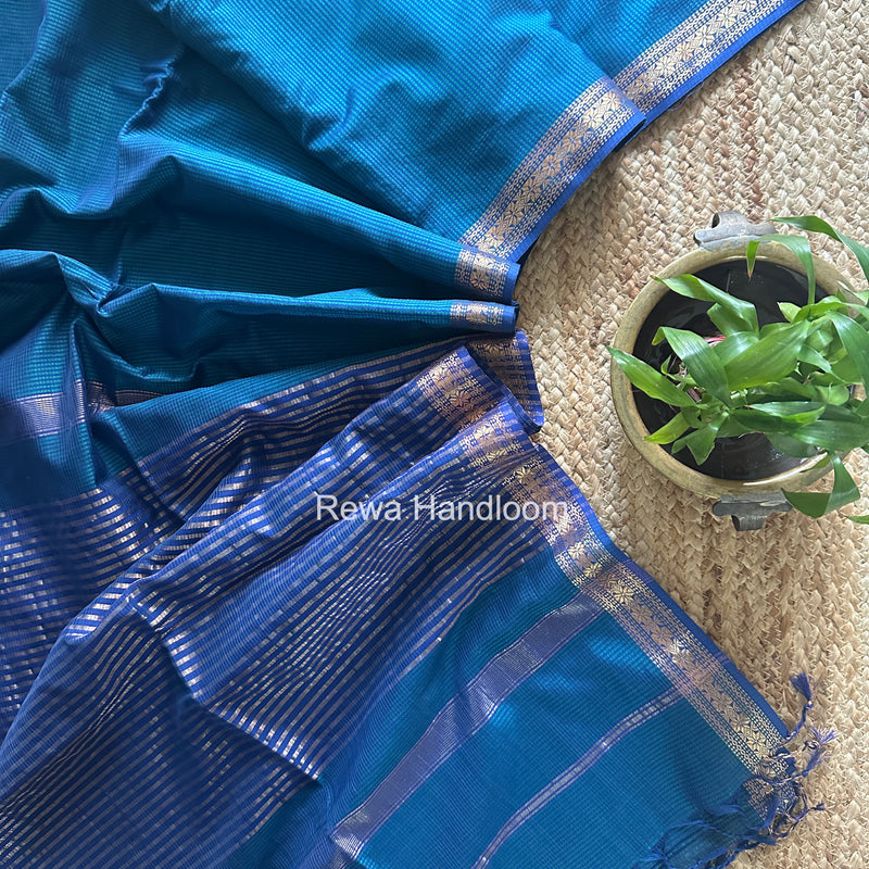 Maheshwari Blue Garbha Reshami Silk Saree GS345