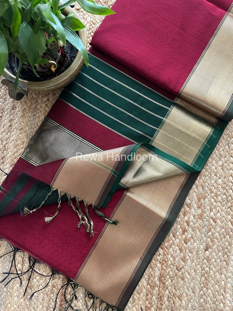 Exclusive Maheshwari Zari Border Saree