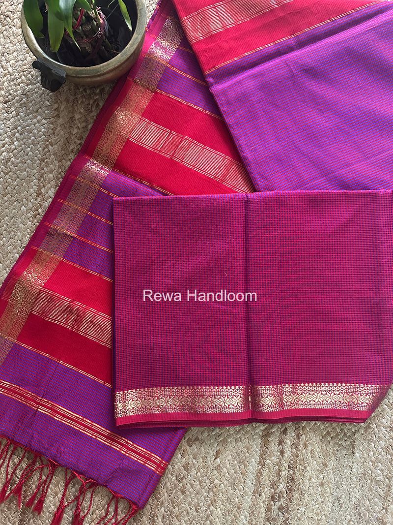 Maheshwari Magenta Garbha Reshami Silk Saree GS344