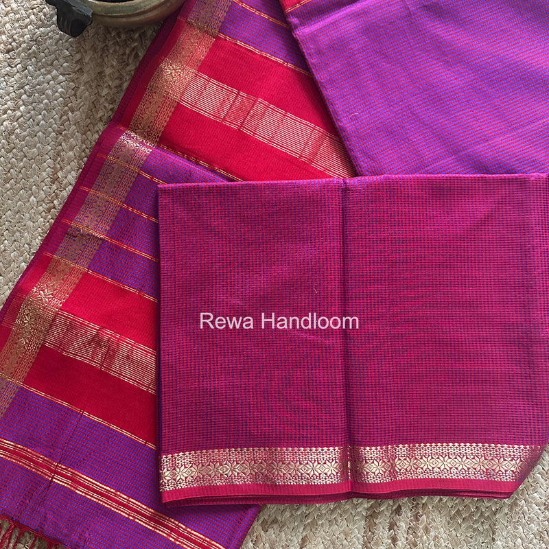 Maheshwari Magenta Garbha Reshami Silk Saree GS344