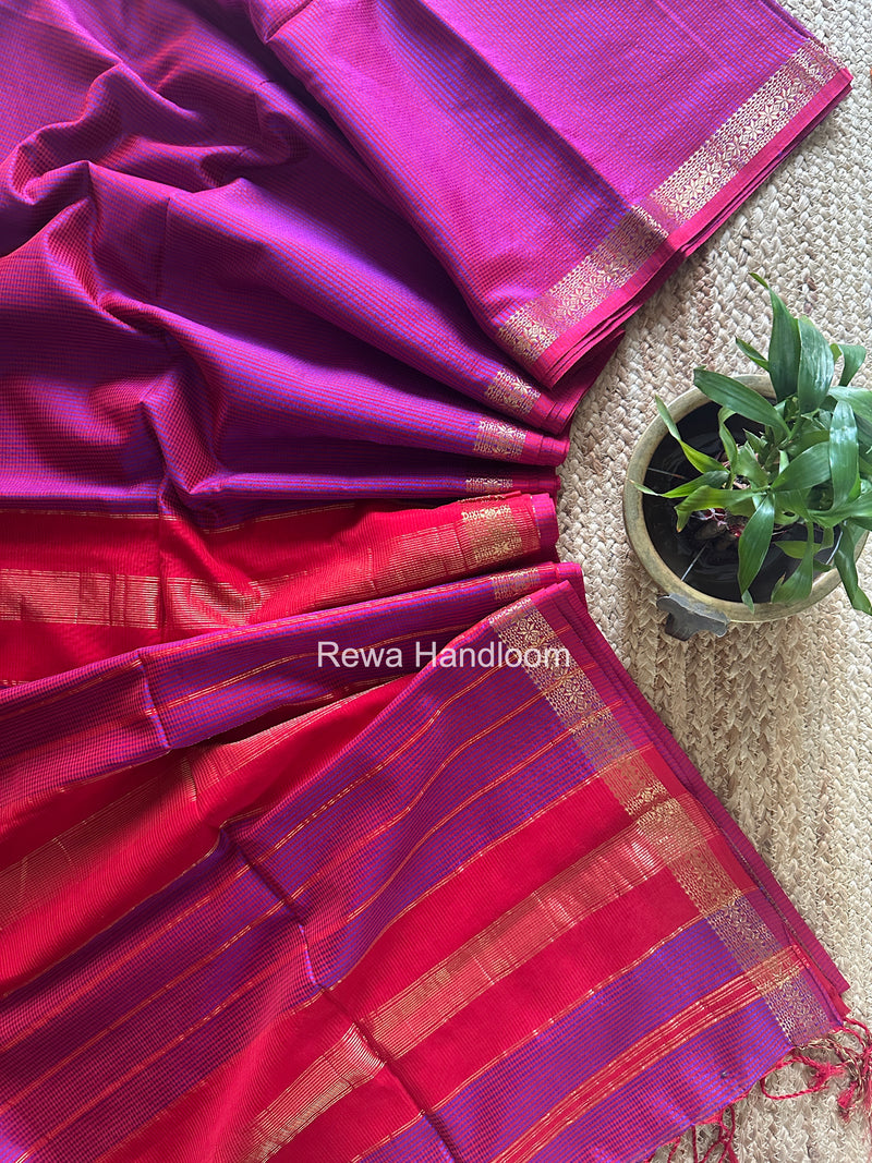 Maheshwari Magenta Garbha Reshami Silk Saree GS344