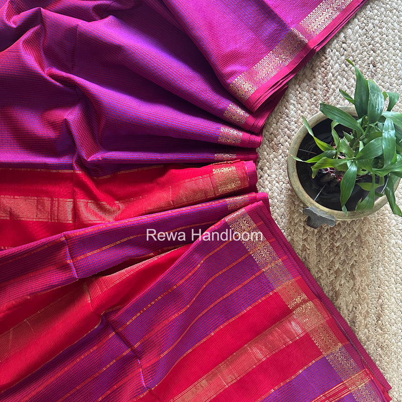 Maheshwari Magenta Garbha Reshami Silk Saree GS344