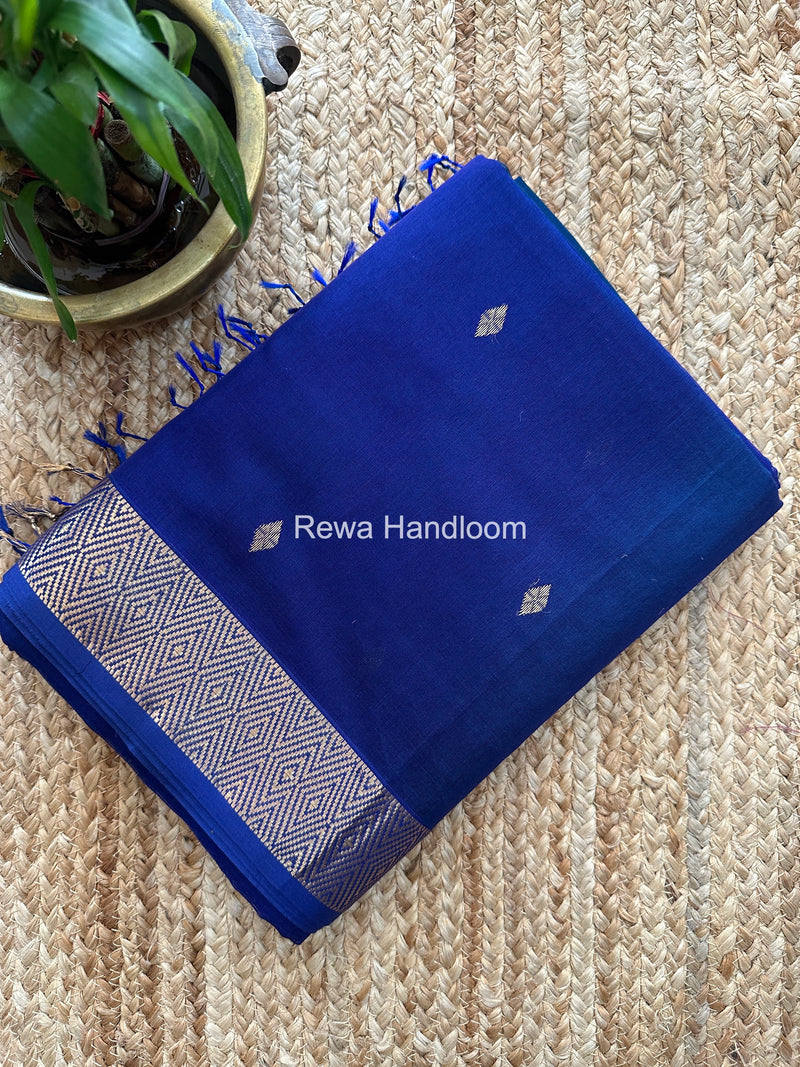 Maheshwari Blue Diamond Shaded Butti Saree DBSS012