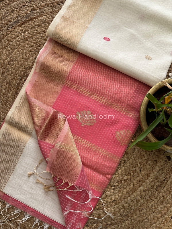 Butta Pallu Zari Border Saree ~ Maheshwari Saree