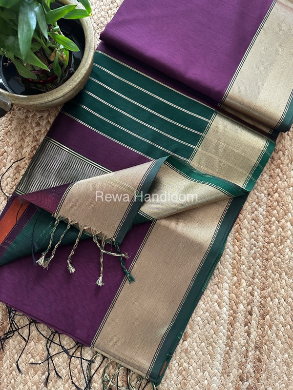 Exclusive Maheshwari Zari Border Saree