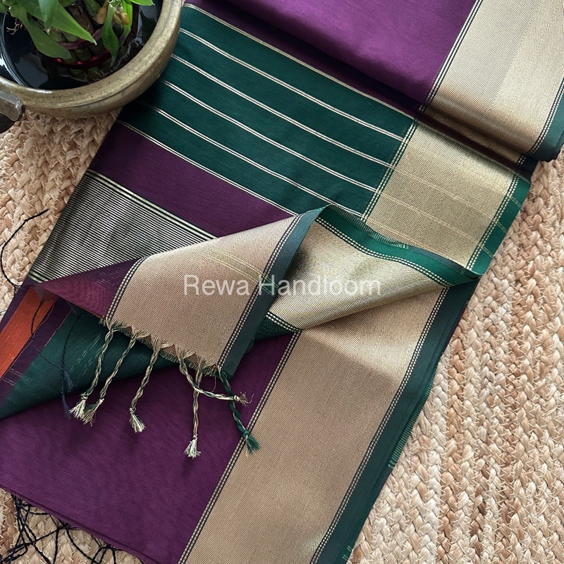 Exclusive Maheshwari Zari Border Saree