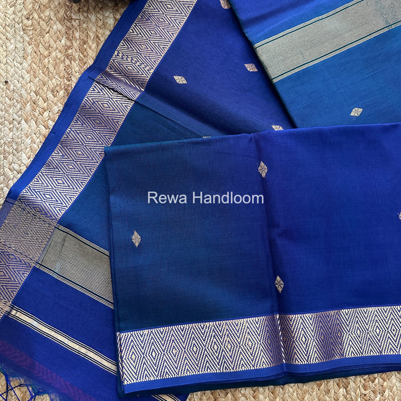 Maheshwari Blue Diamond Shaded Butti Saree DBSS012