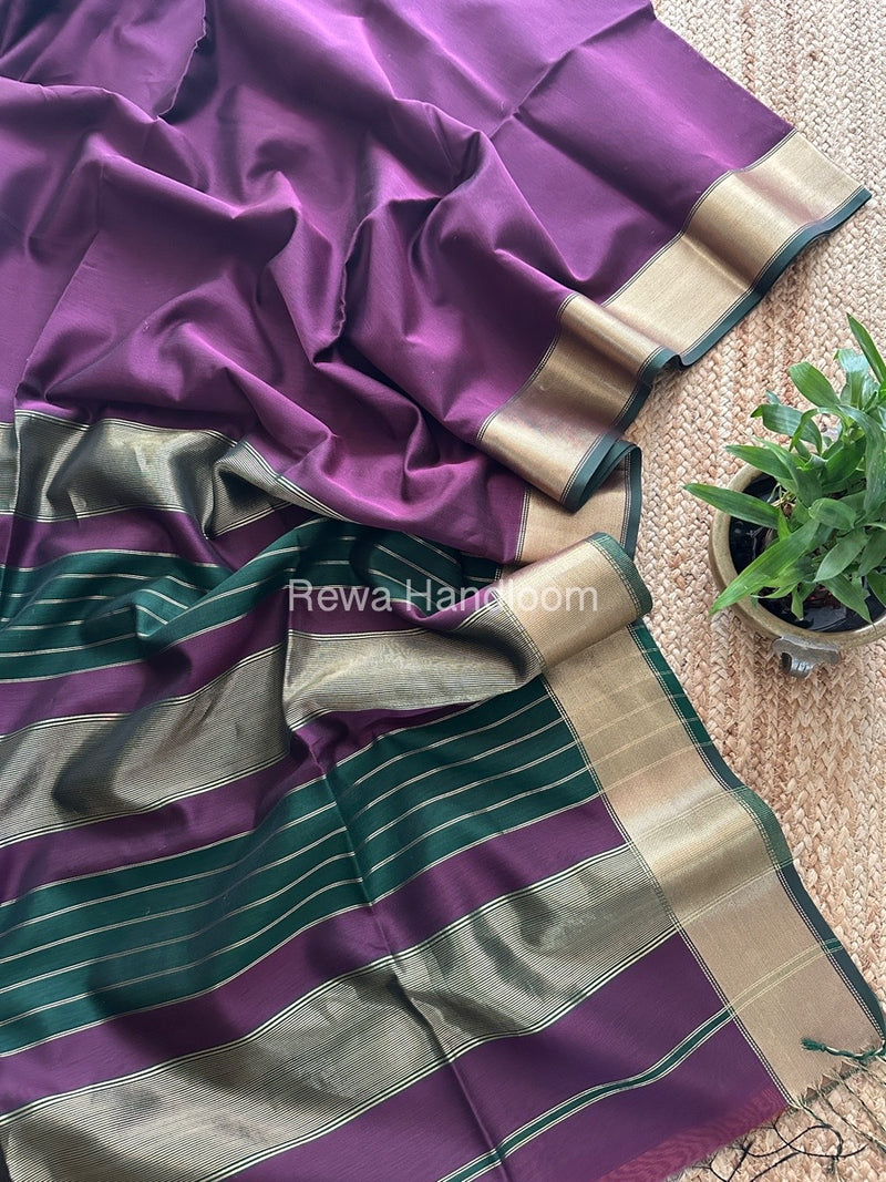 Exclusive Maheshwari Wine Zari Border Saree EZ022