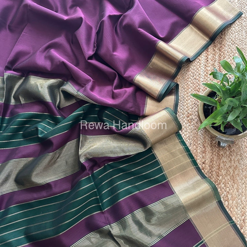 Exclusive Maheshwari Wine Zari Border Saree EZ022
