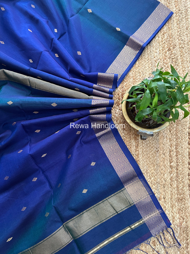 Maheshwari Blue Diamond Shaded Butti Saree DBSS012