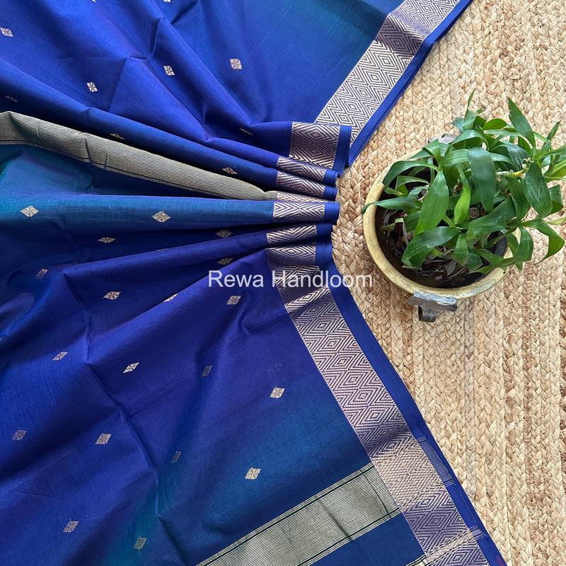 Maheshwari Blue Diamond Shaded Butti Saree DBSS012