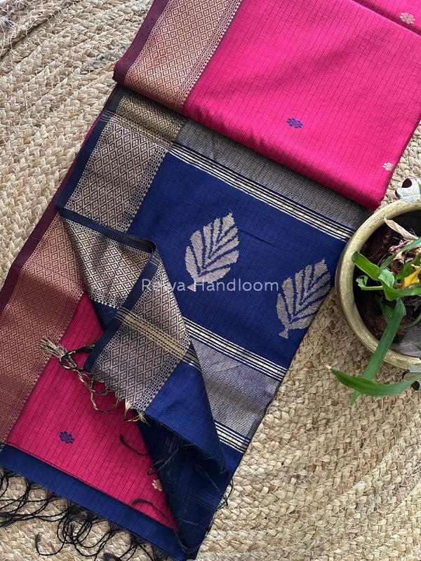 Butta Pallu Zari Border Saree ~ Maheshwari Saree