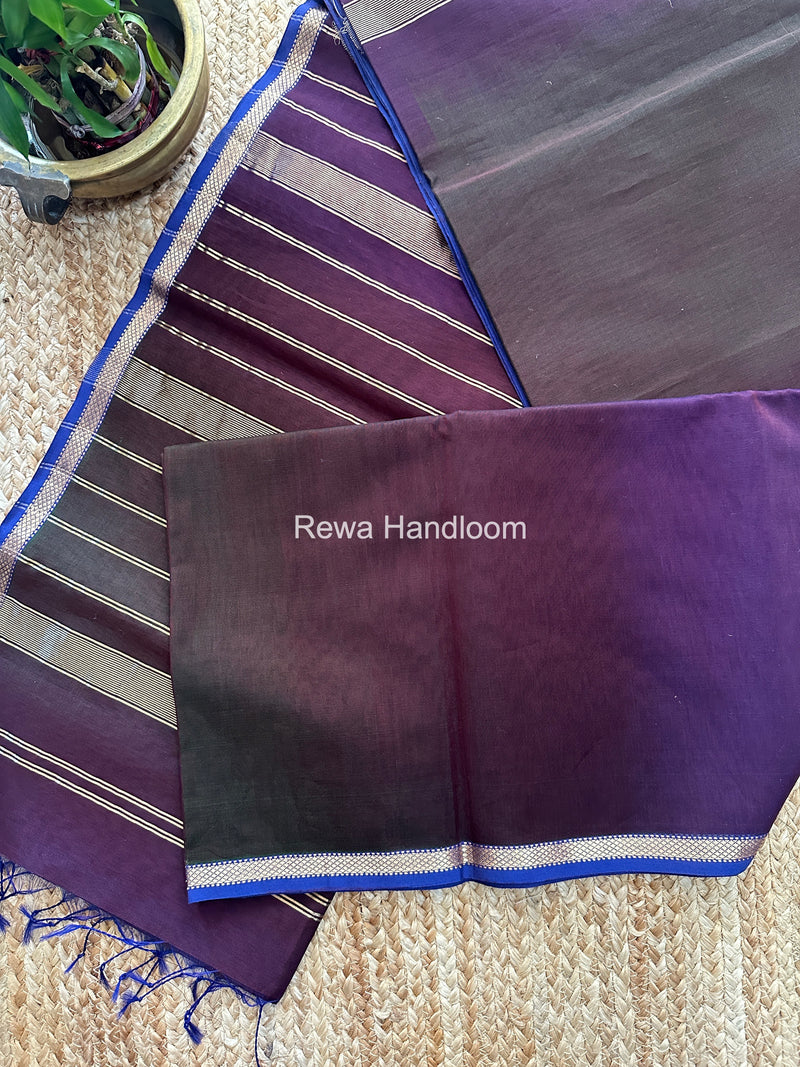 Maheshwari Wine Shaded Plain Saree PSS01