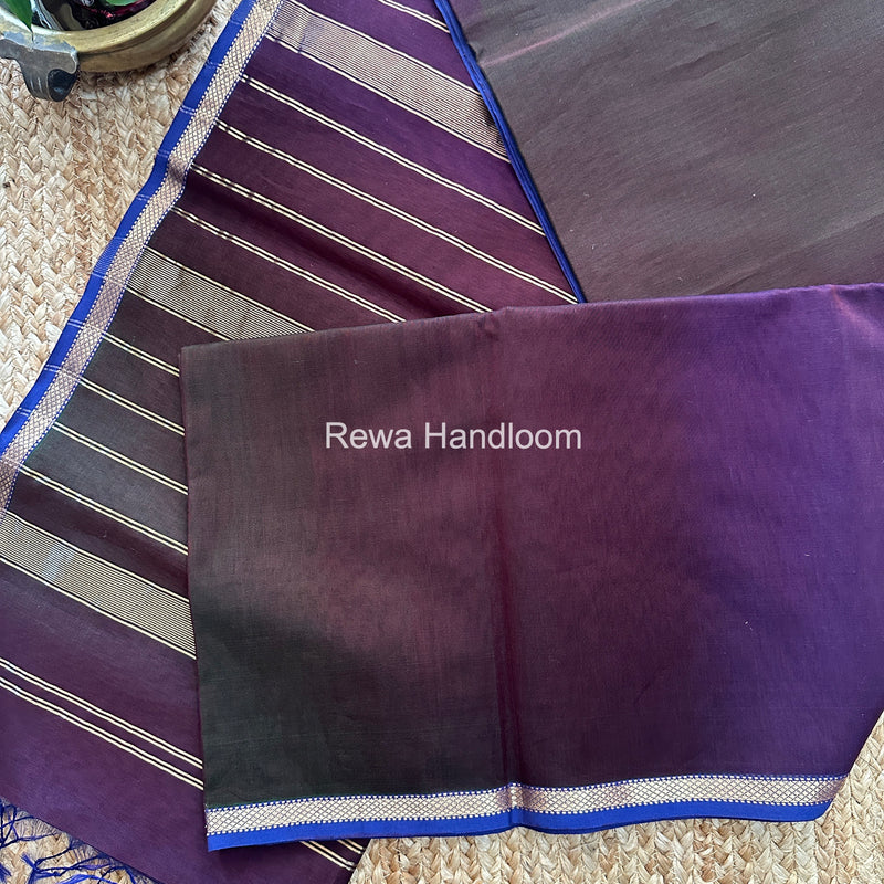 Maheshwari Wine Shaded Plain Saree PSS01