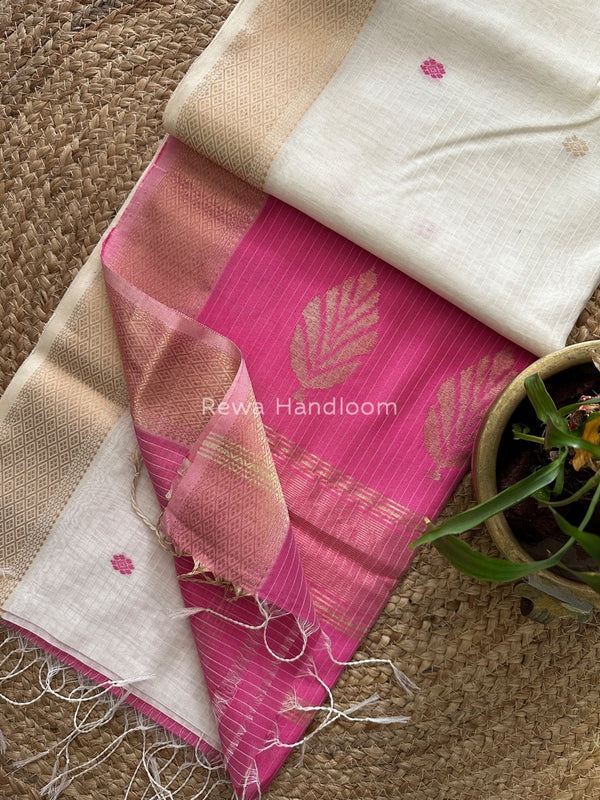 Butta Pallu Zari Border Saree ~ Maheshwari Saree