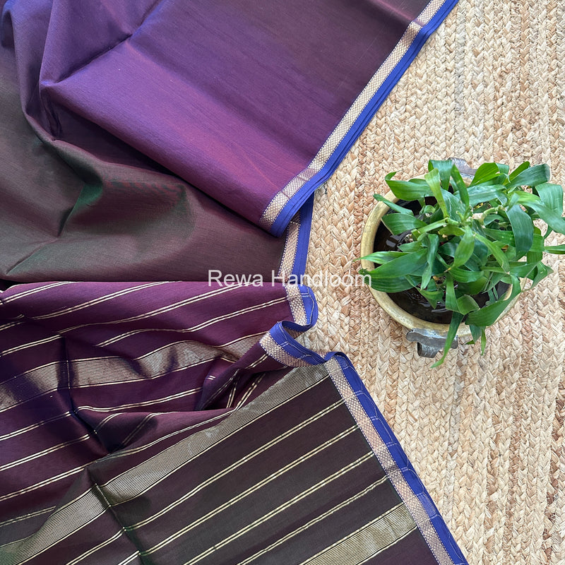 Maheshwari Wine Shaded Plain Saree PSS01