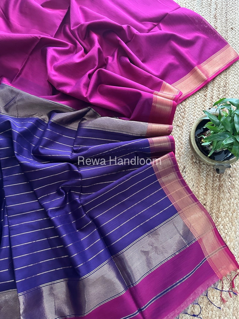 Exclusive Maheshwari Magenta Zari Border Saree EZ023