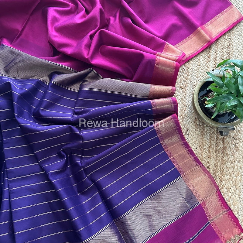 Exclusive Maheshwari Magenta Zari Border Saree EZ023