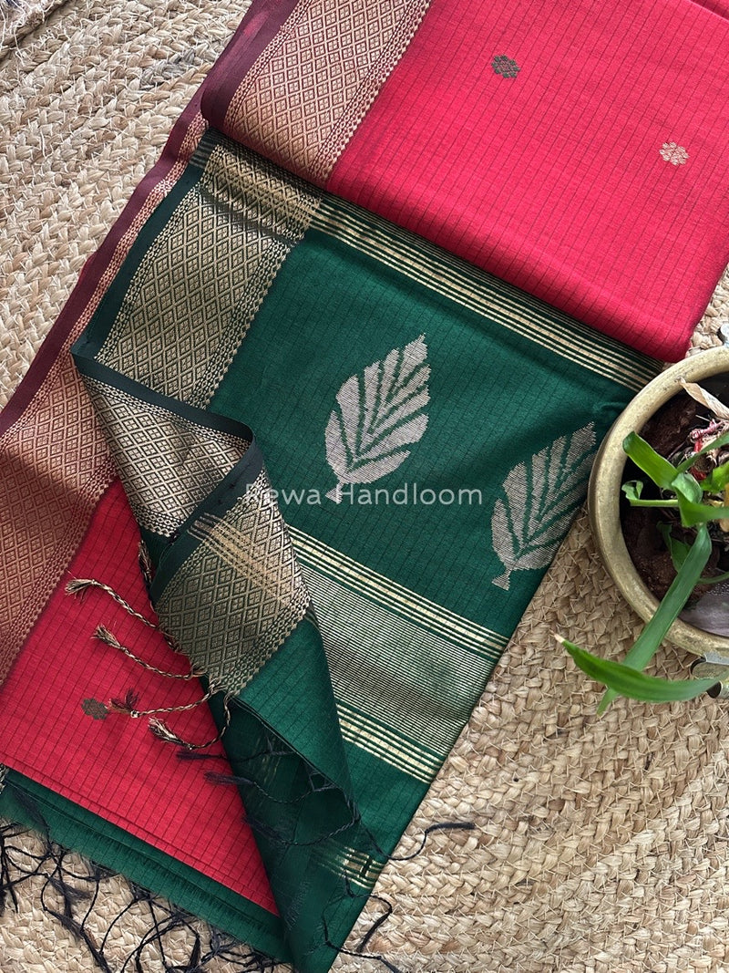 Butta Pallu Zari Border Saree ~ Maheshwari Saree