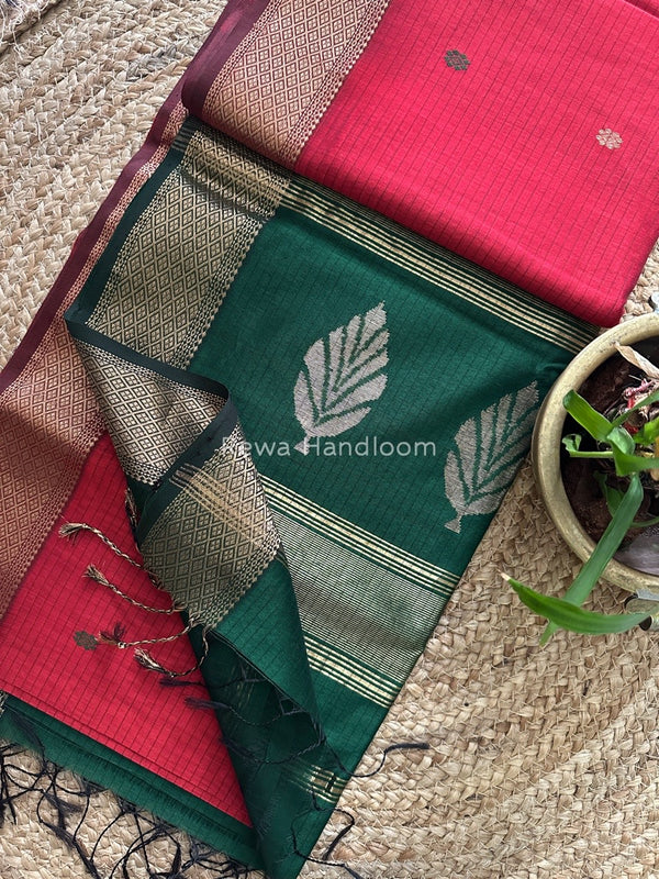 Butta Pallu Zari Border Saree ~ Maheshwari Saree