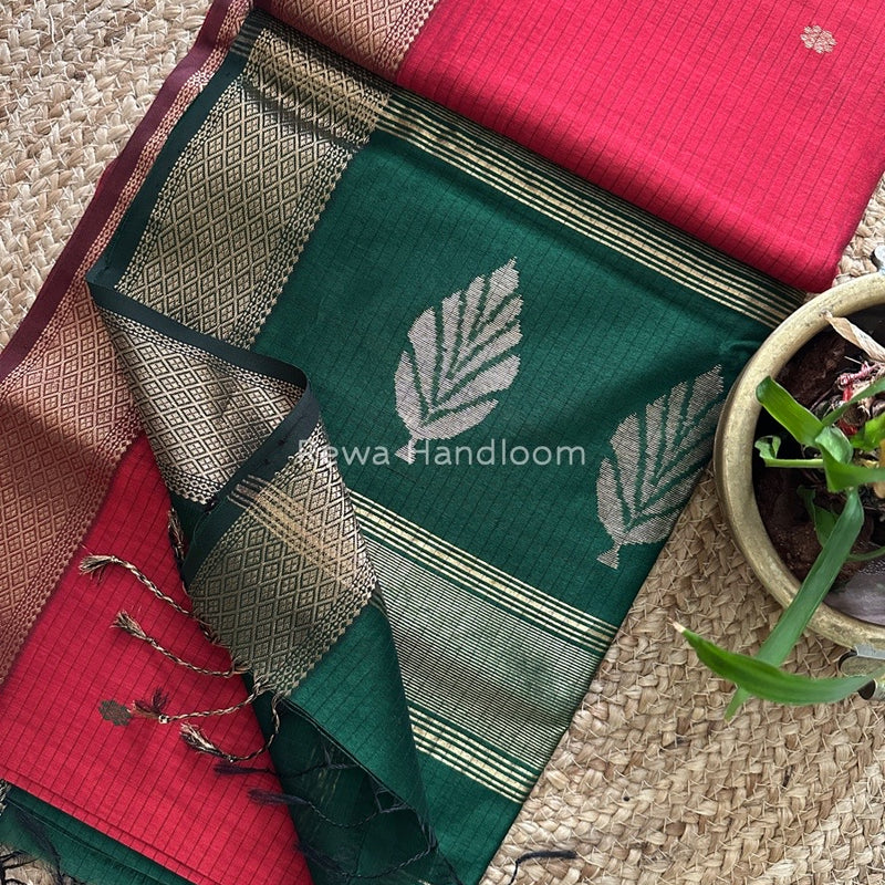Butta Pallu Zari Border Saree ~ Maheshwari Saree
