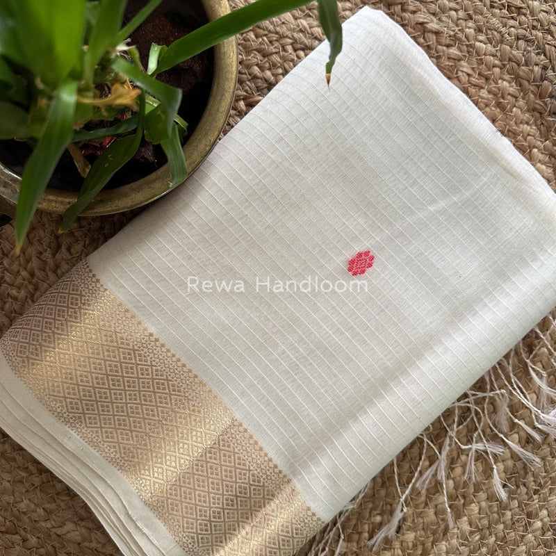 Butta Pallu Zari Border Saree ~ Maheshwari Saree