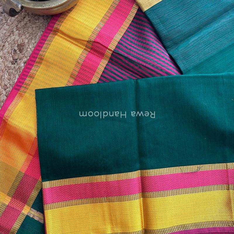 Maheshwari Green Ganga Jamuna Rewa Border Saree GJD066