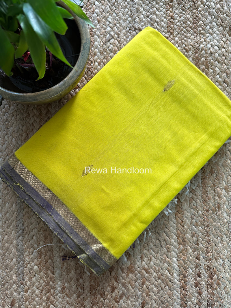 Lemon Yellow V Butti Maheshwari Saree VBS069