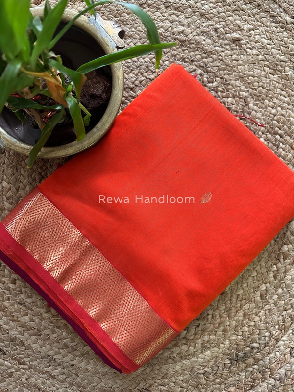 Orange Zari Butti Maheshwari Saree DBS01