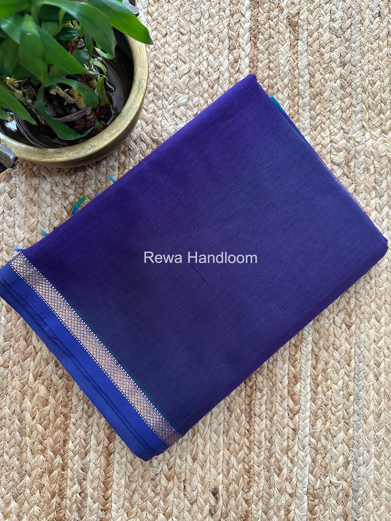 Maheshwari Blue Shaded Plain Saree PSS03