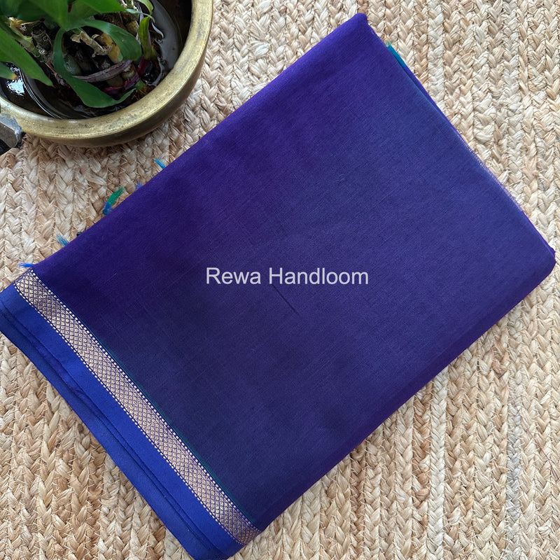 Maheshwari Blue Shaded Plain Saree PSS03