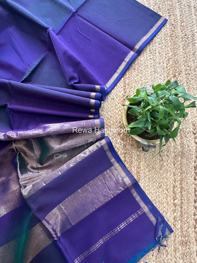 Maheshwari Blue Shaded Plain Saree PSS03