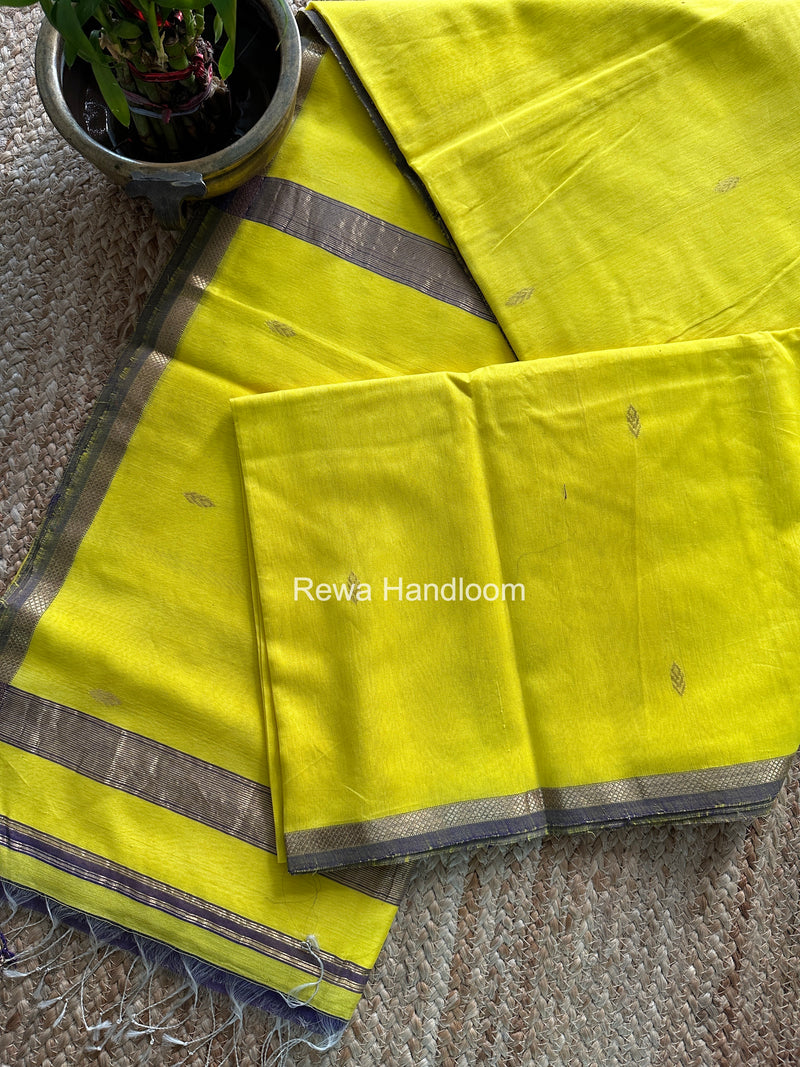 Lemon Yellow V Butti Maheshwari Saree VBS069