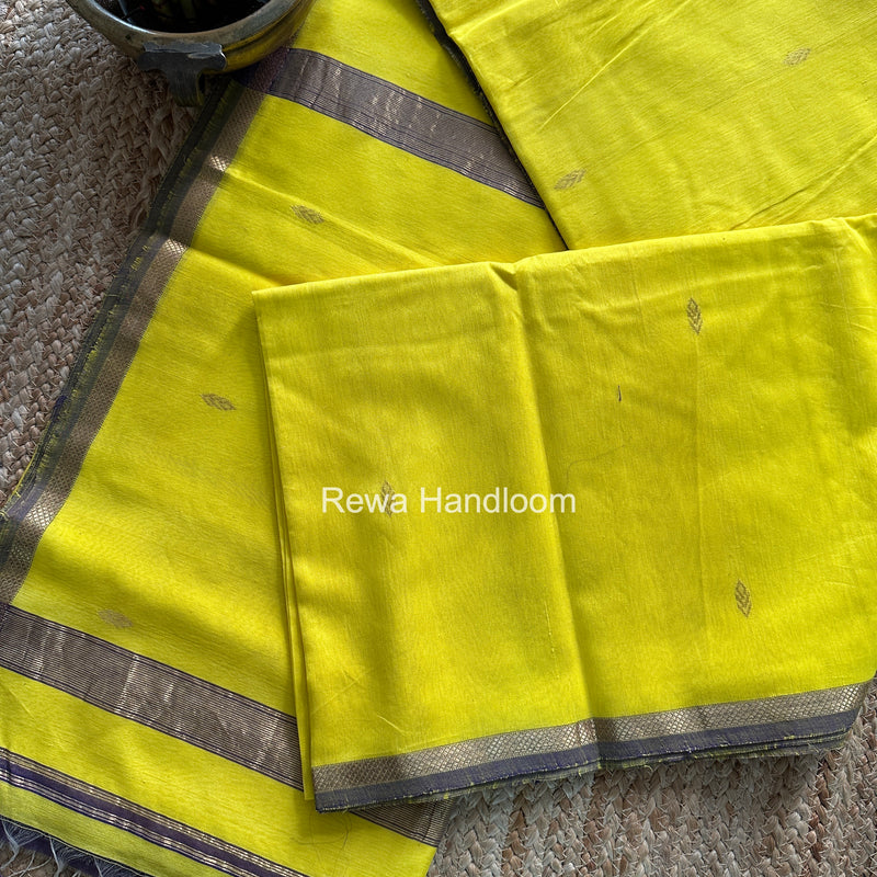 Lemon Yellow V Butti Maheshwari Saree VBS069