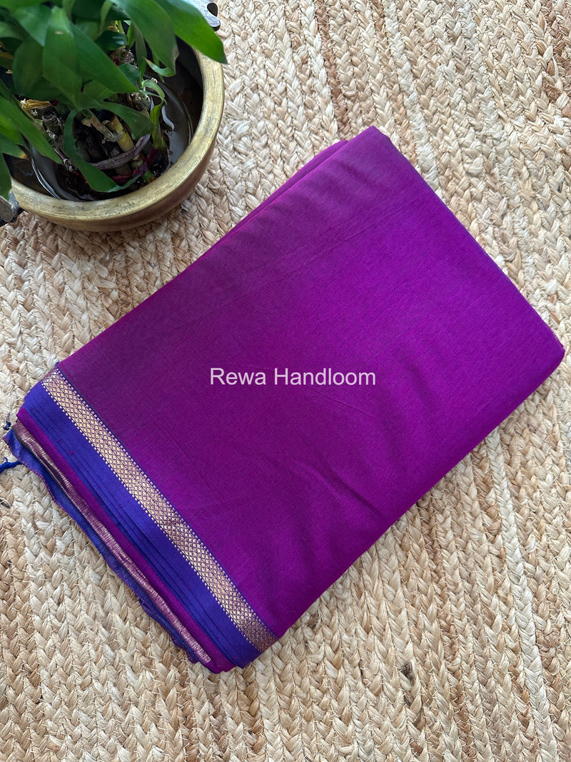 Maheshwari Purple Shaded Plain Saree PSS02
