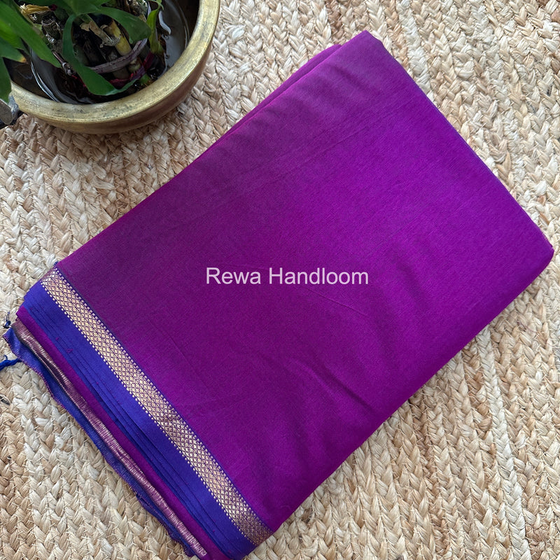 Maheshwari Purple Shaded Plain Saree PSS02