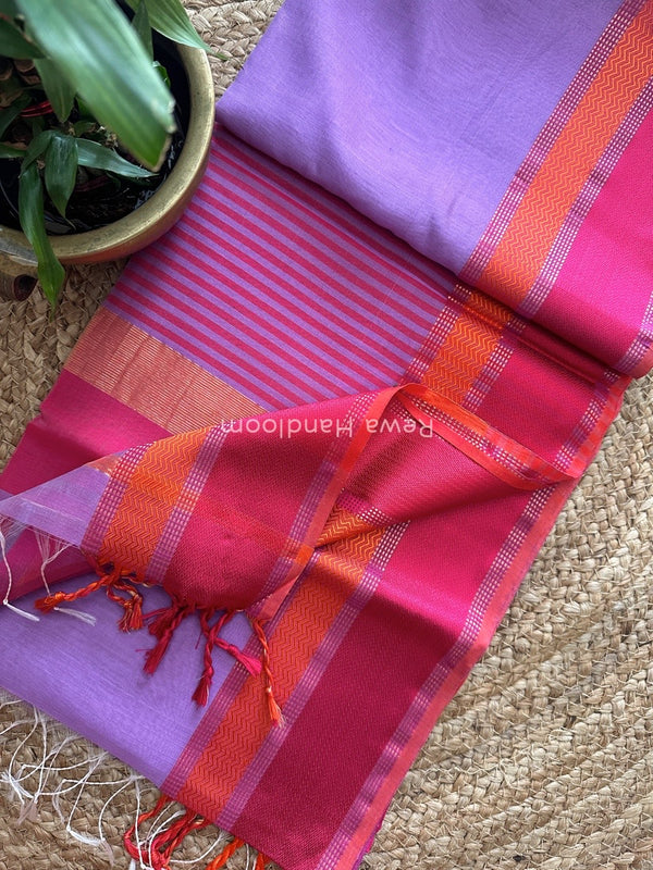 Maheshwari Lavender Ganga Jamuna Rewa Border Saree GJD071