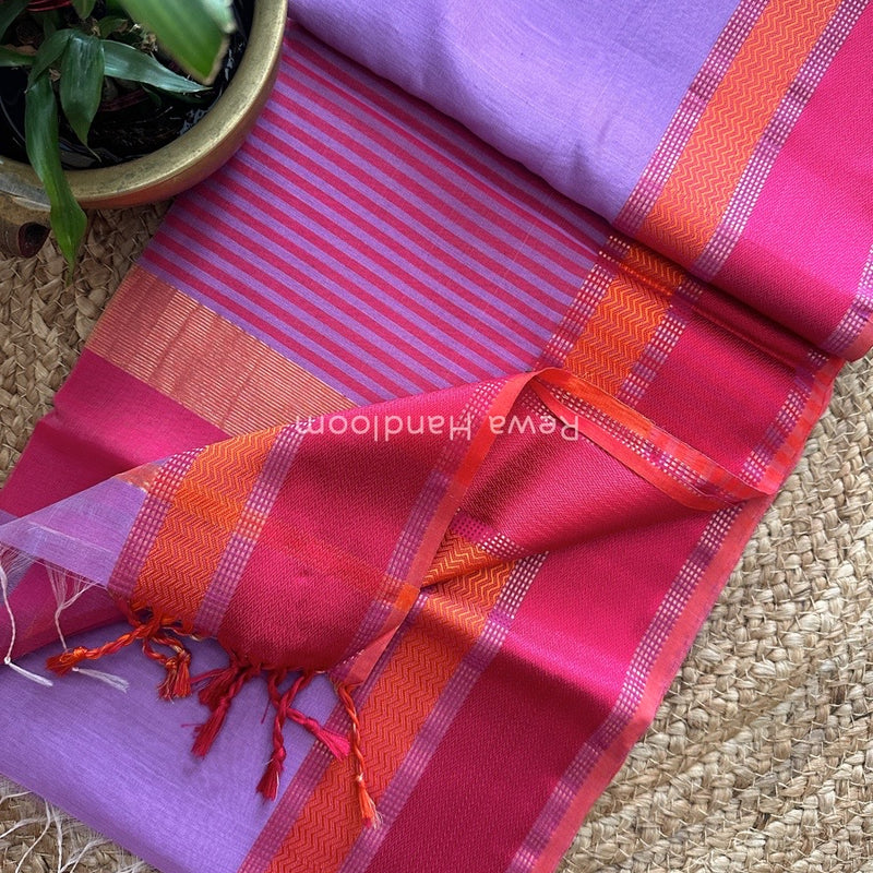 Maheshwari Lavender Ganga Jamuna Rewa Border Saree GJD071