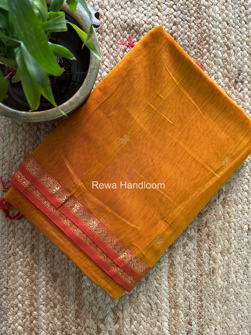 Rust Orange Star Butti Maheshwari Saree SSB052