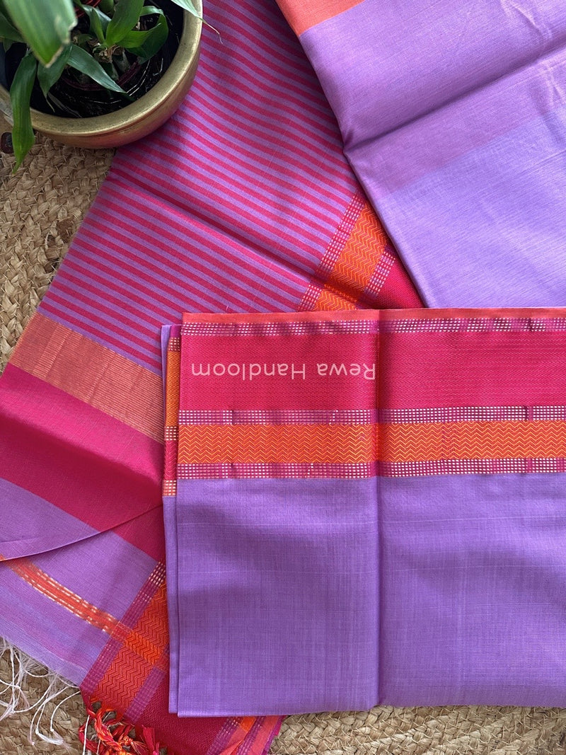 Maheshwari Lavender Ganga Jamuna Rewa Border Saree GJD071