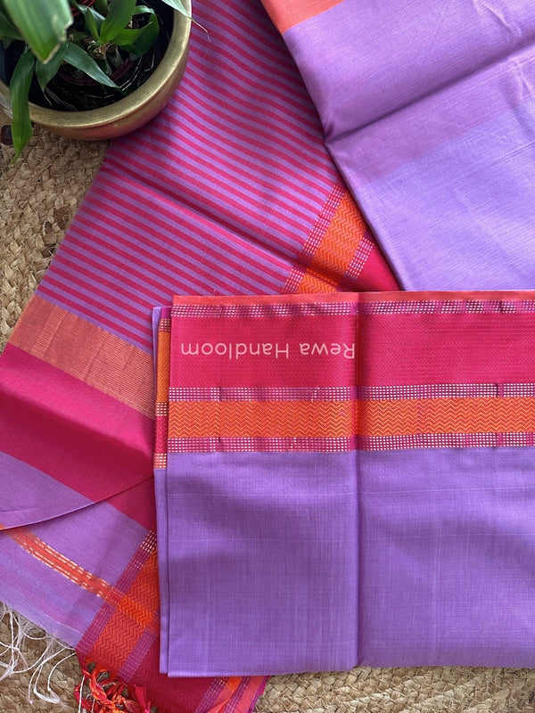 Maheshwari Lavender Ganga Jamuna Rewa Border Saree GJD071