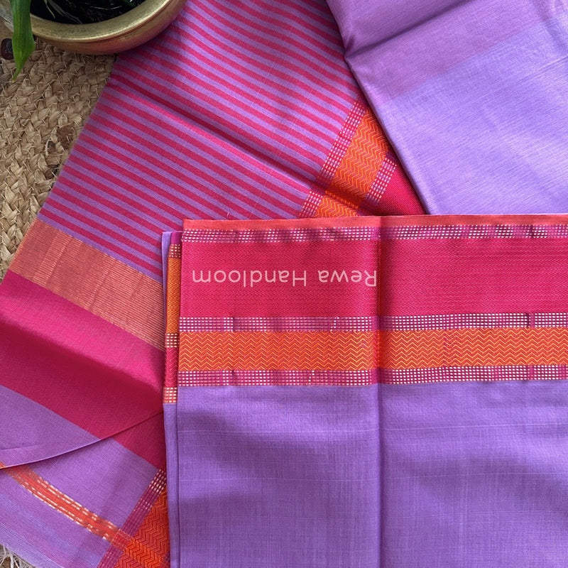 Maheshwari Lavender Ganga Jamuna Rewa Border Saree GJD071