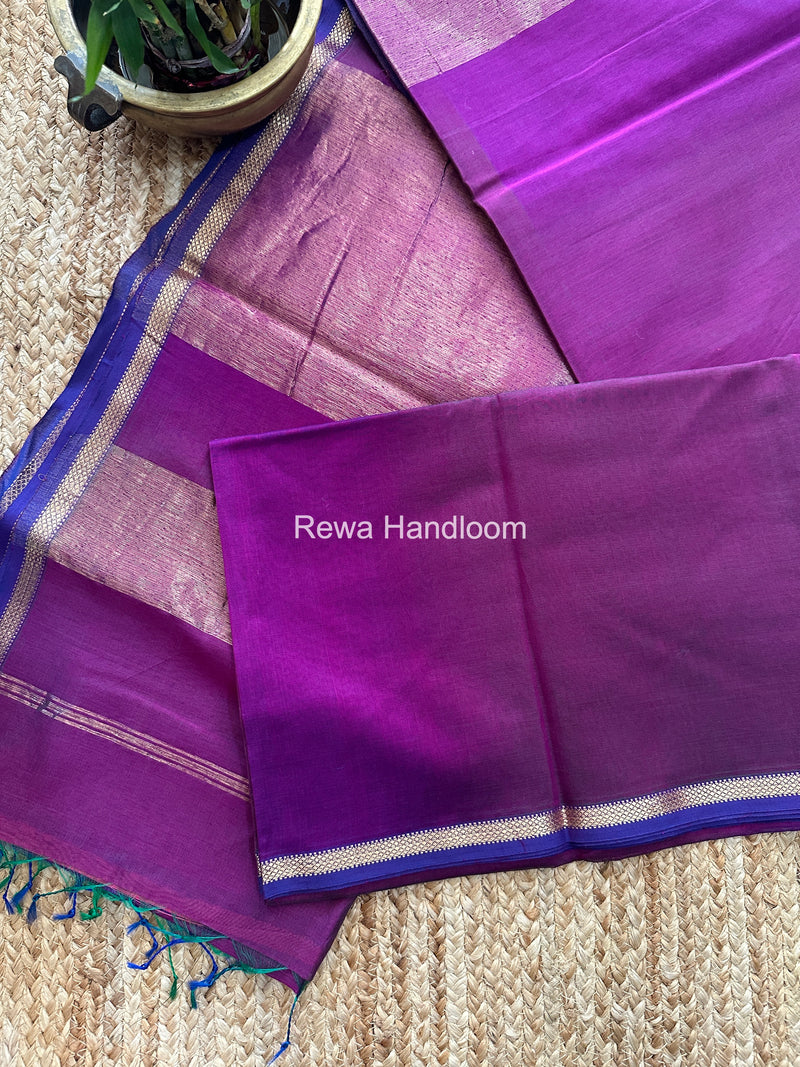 Maheshwari Purple Shaded Plain Saree PSS02
