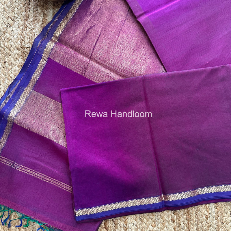 Maheshwari Purple Shaded Plain Saree PSS02