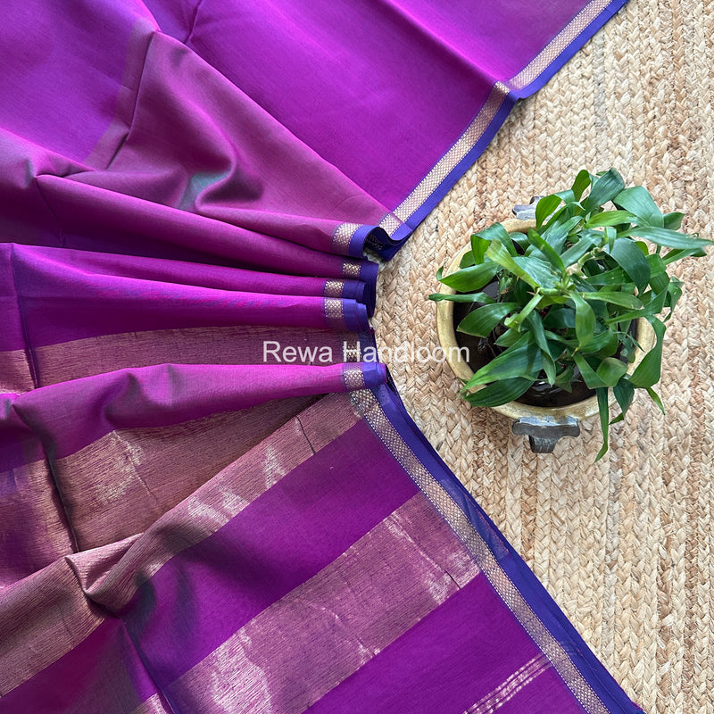 Maheshwari Purple Shaded Plain Saree PSS02