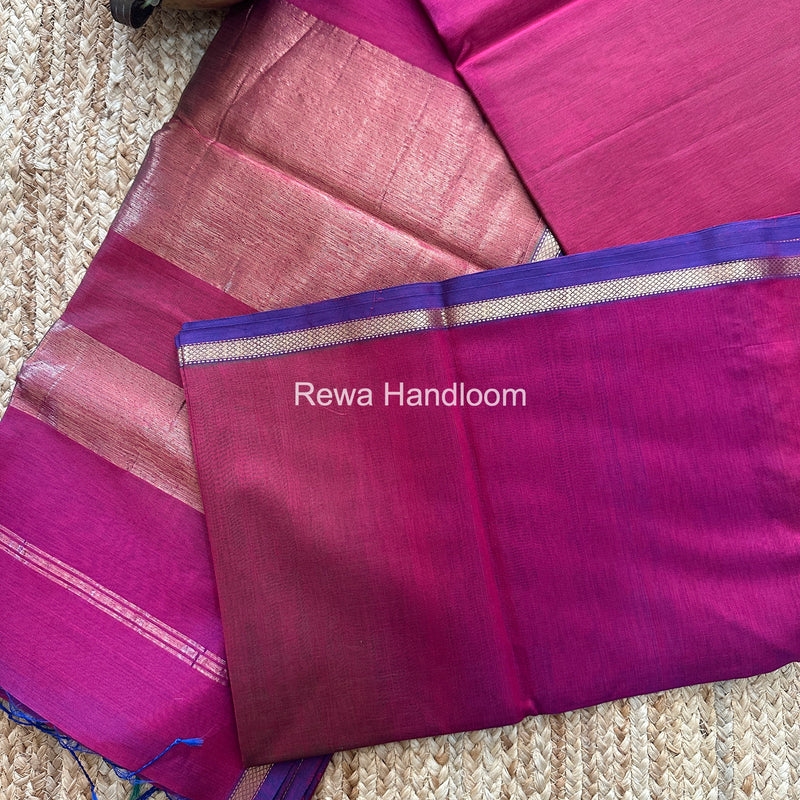 Maheshwari Magenta Shaded Plain Saree PSS04